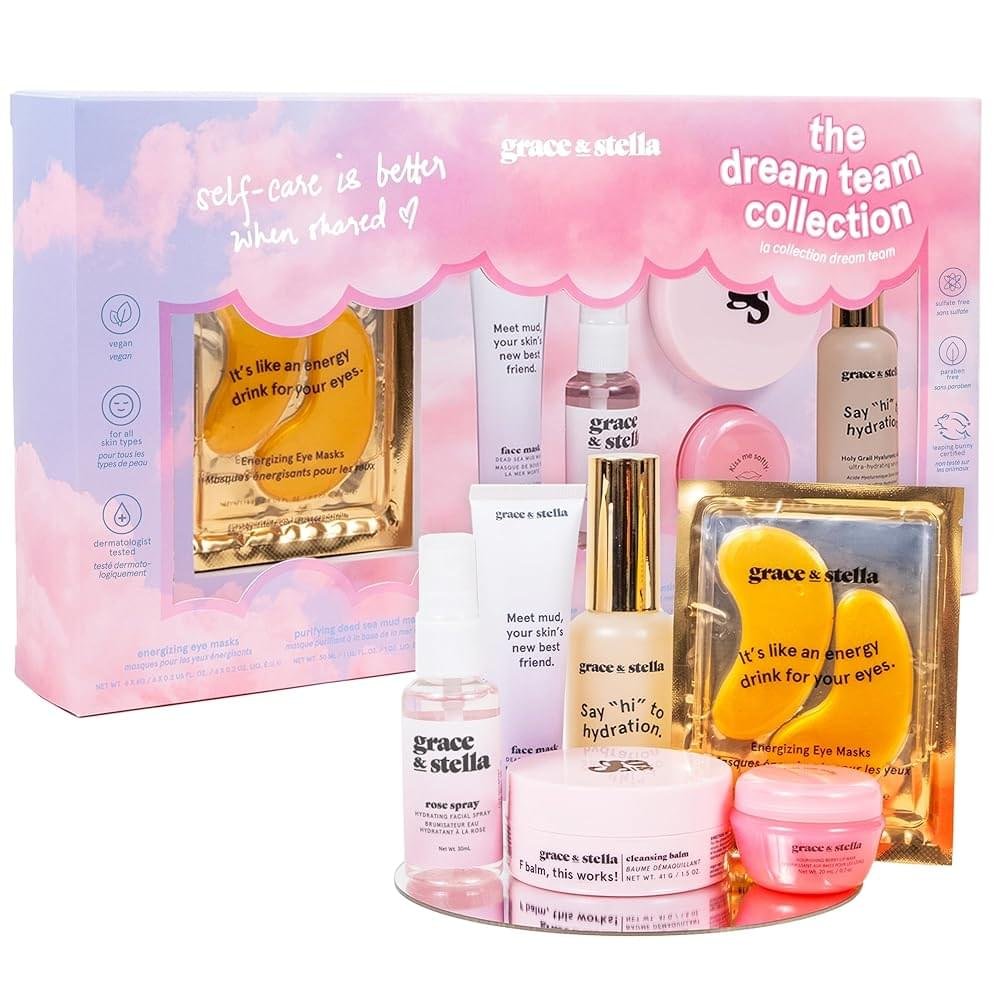 grace & stella Dream Team Gift Set for Women - Valentines Day Gifts for Her With 6 Bestsellers - Vegan Cruelty Free Birthday Gifts for Women - Skincare Gift Set - Gift Set for...