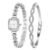 Clastyle Elegant Watch and Bracelet Set for Women Rhinestone ling Iced Out Wrist Watch Mother of Pearl Ladies Bracelet Watches