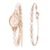Clastyle Pearls Watch and Bracelet Set for Women – Elegant Rose Gold Ladies Watches Jewellry Set Gift