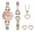 SEKONDA Womens 26mm Stone Set Rose Gold Watch Gift Set with Heart Bracelet Earrings and Necklace